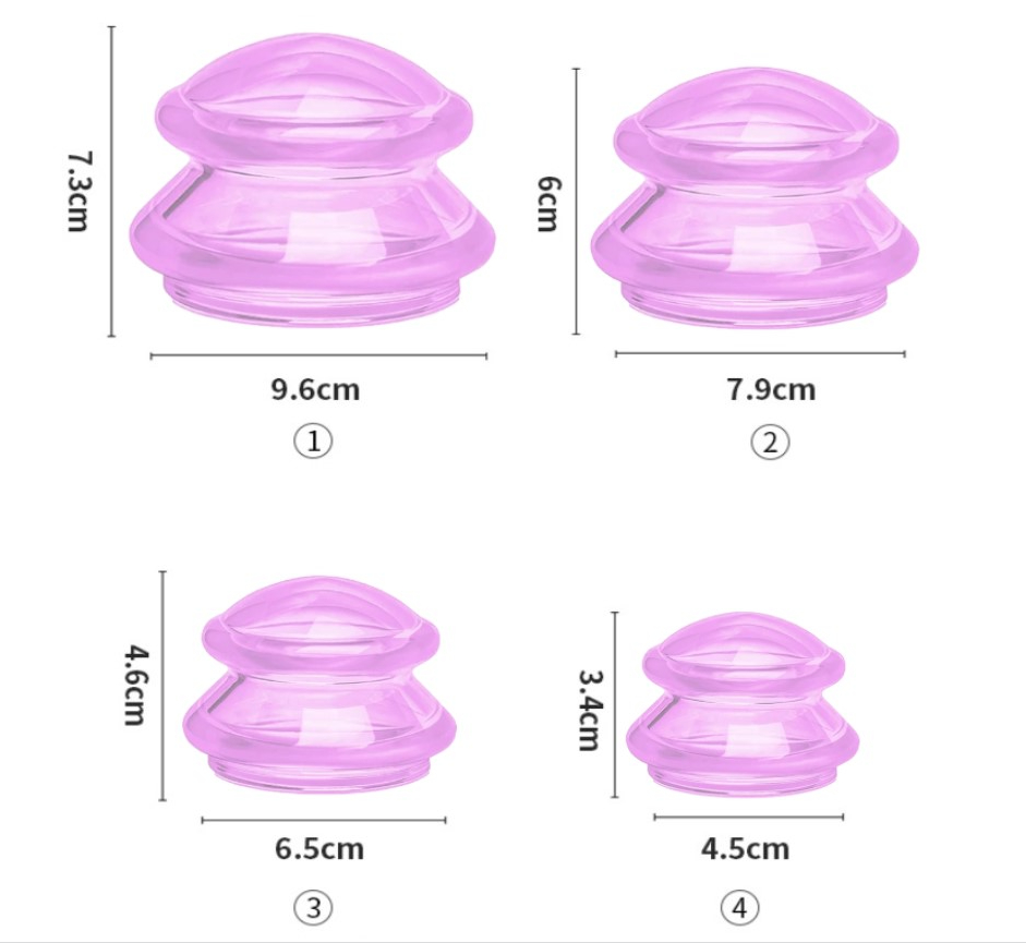 Professional Silicone Massage Cups – Cellulite Vacuum Cup Set (4 pcs)